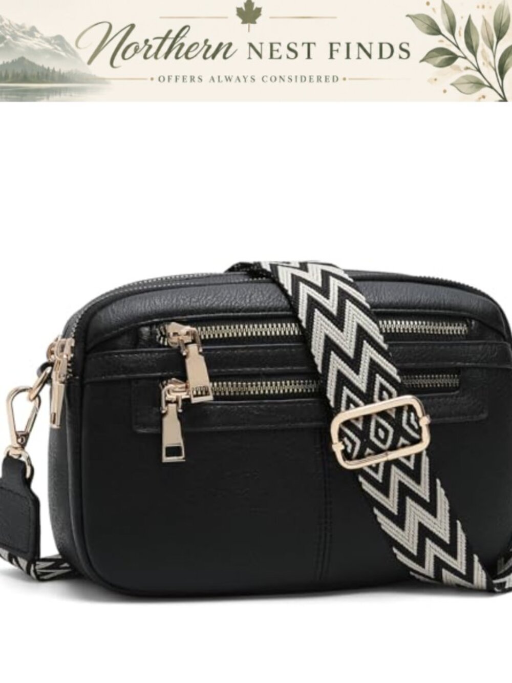 Small Vegan Leather Crossbody Bag Multi-Pocket Utility Style